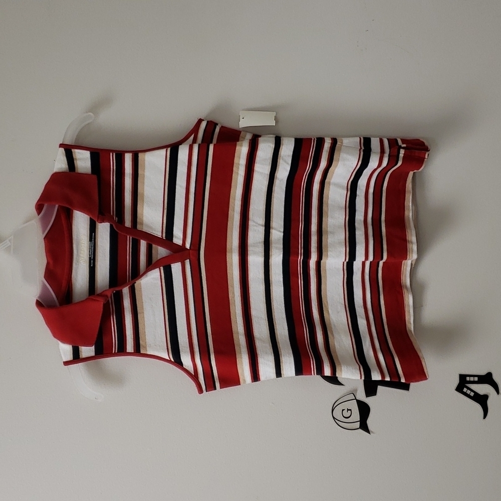 ST. John Bay V Neck Striped Red Contrasted Muscle Top Small